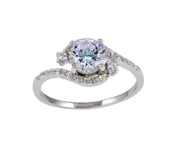 SUPERBE BAGUE EN ARGENT RHODIÉ SERTIE DE CUBIQUES ZIRCONIAS - SP BGR01127/5 - BIJOUX D'IMPORTATION