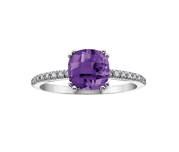 BAGUE EN OR BLANC SERTIE D'UNE CITRINE DORÉE ET DE DIAMANTS - CR DX465WAM - BIJOUX CANADIEN