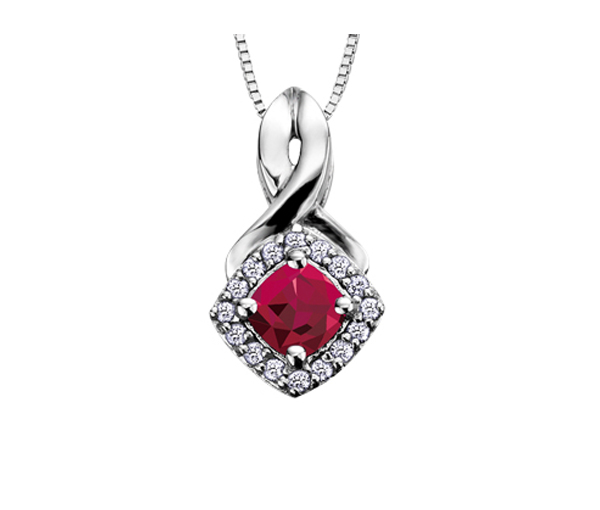PENDENTIF EN OR BLANC SERTI DE PIERRES DE NAISSANCE VARIÉES ET DE DIAMANTS - CR DX567WRU - BIJOUX CANADIEN