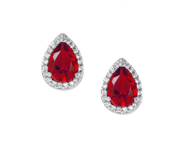 BOUCLES EN FORME DE GOUTTE EN ARGENT RHODIÉ SERTI DE CUBIQUES ZIRCONIAS DE COULEURS VARIÉES - SP BGS00441BJL - BIJOUX D'IMPORTATION