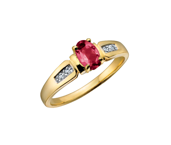 BAGUE EN OR SERTIE D'UNE PIERRE DE NAISSANCE ET DE DIAMANTS - CR DX219YRU - BIJOUX CANADIEN