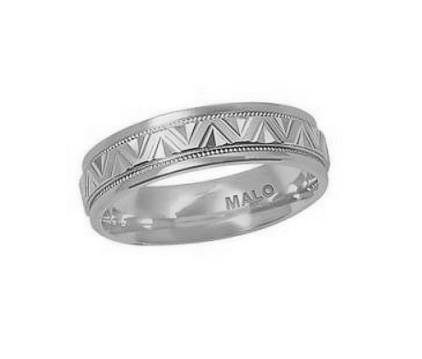 JONC EN OR TAILLÉ DIAMANT CONFORT FIT À MOTIF EN V - ML JM212/6W - MALO 