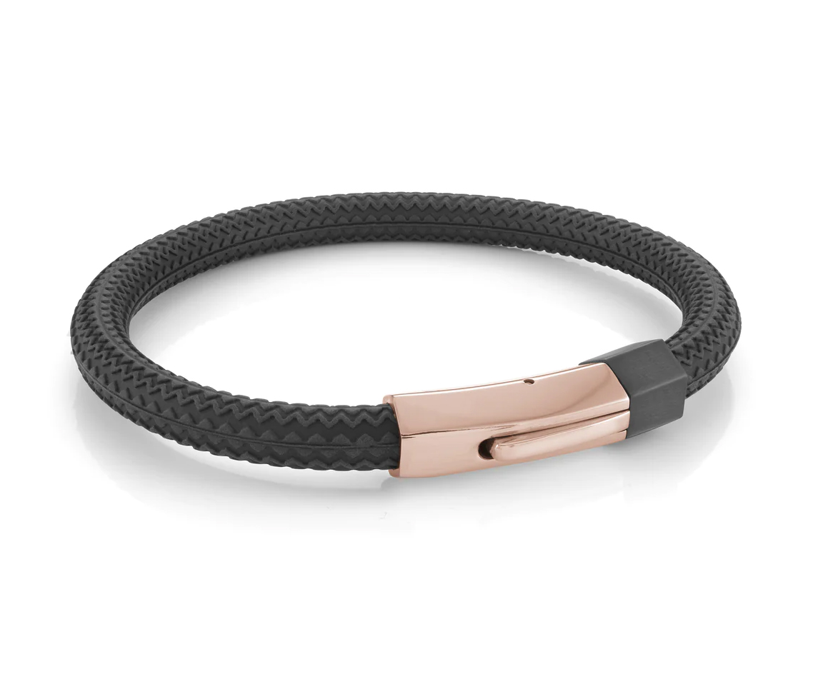 BRACELET EN CAOUTCHOUC À MOTIF PNEU AVEC FERMOIR EN ACIER - IG SBR14/7.5 - ITALGEM