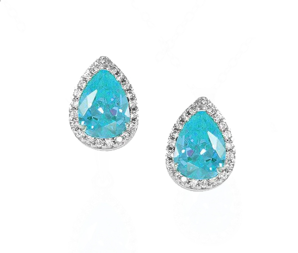 BOUCLES EN FORME DE GOUTTE EN ARGENT RHODIÉ SERTI DE CUBIQUES ZIRCONIAS DE COULEURS VARIÉES - SP BGS00441BMR - BIJOUX D'IMPORTATION