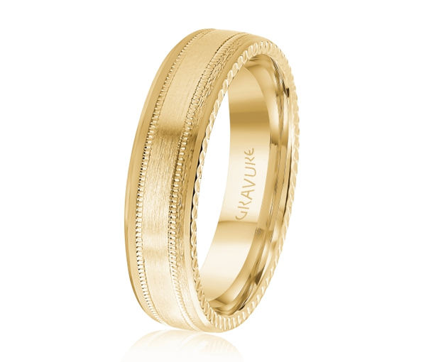 JONC EN OR OU EN PLATINE AVEC MOTIF MILGRAIN ET FESTONS SUR LES CÔTÉS - ML GH1208Y14 - MALO 