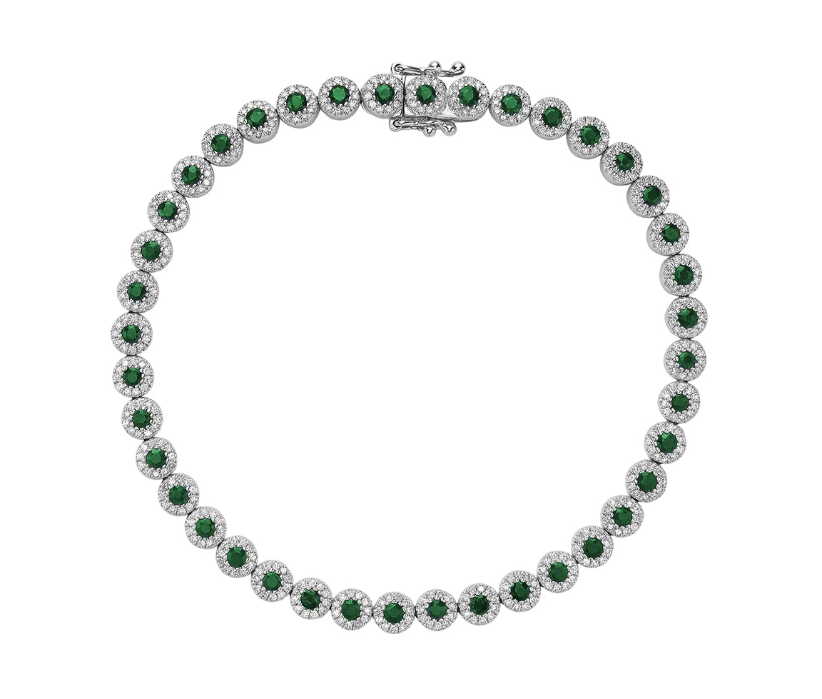 BRACELET TENNIS MARTINI EN OR BLANC SERTI DE RUBIS, ÉMERAUDES OU SAPHIRS ET DIAMANTS - BR 0404MCEM - Bijoux d'importation