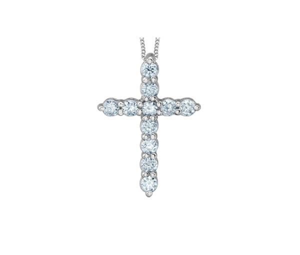 PENDENTIF CROIIX EN OR BLANC SERTI DE DIAMANTS DE LABORATOIRE - CR 70033 - BIJOUX CANADIEN
