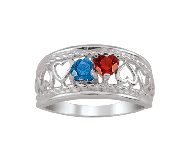 BAGUE FAMILLIALE EN ARGENT OU EN OR SERTIE DE 2 À 5 PIERRES - PG 20191ARG - PERSONALIZED GEM