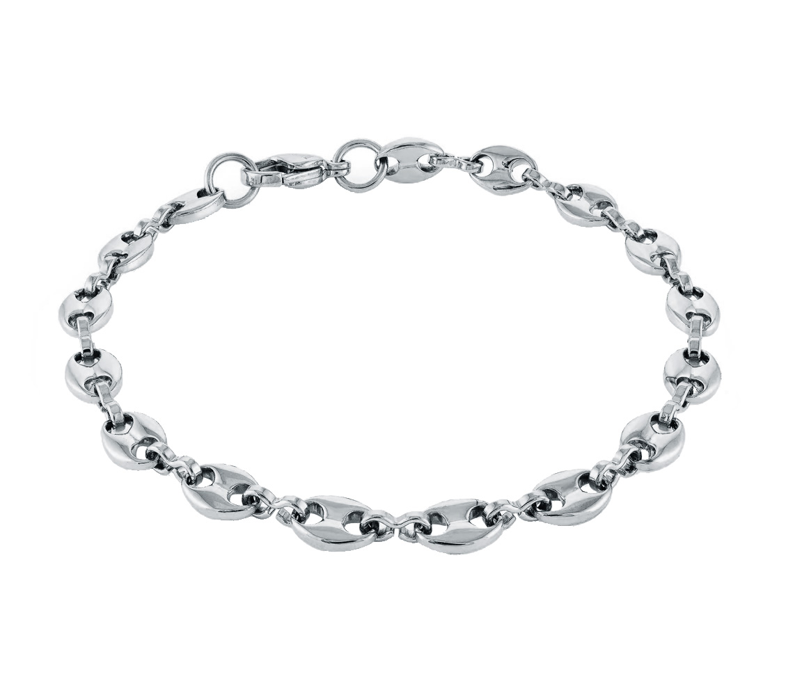 BRACELET EN ACIER À MAILLE GRAIN DE CAFÉ