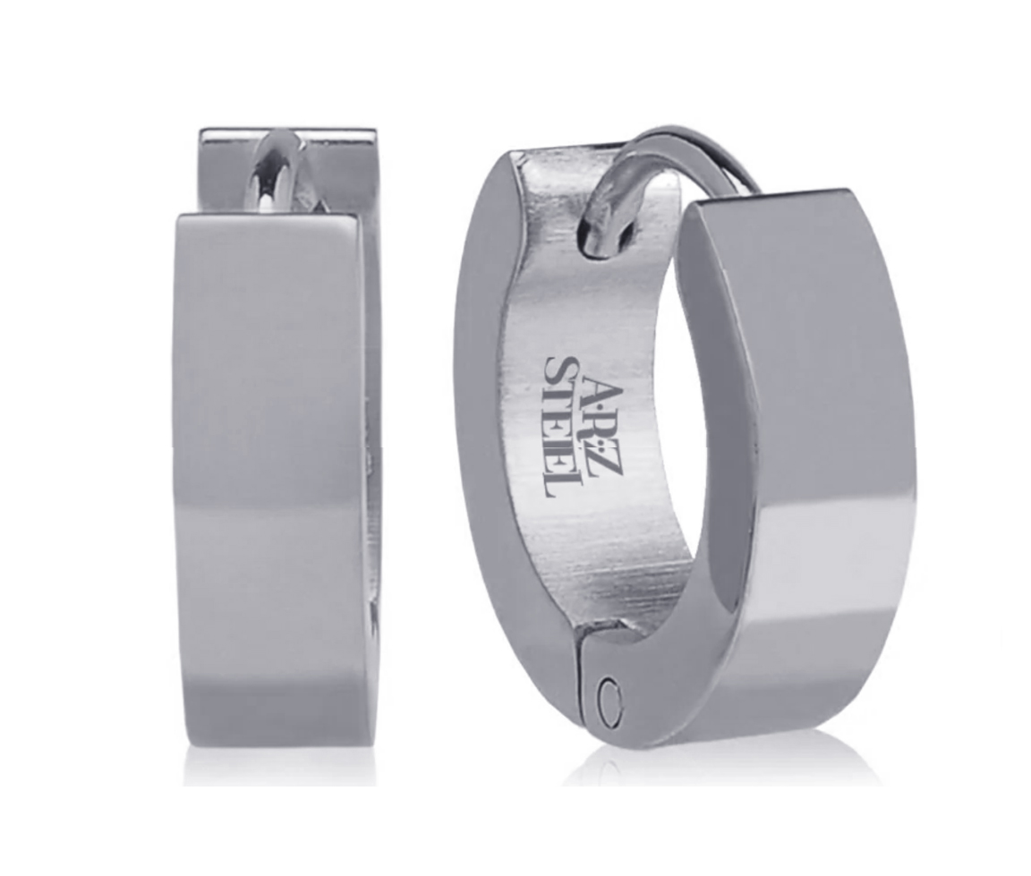 BOUCLES HUGGIES EN ACIER PLATES UNIES - AZ SSE134W - AREZZO