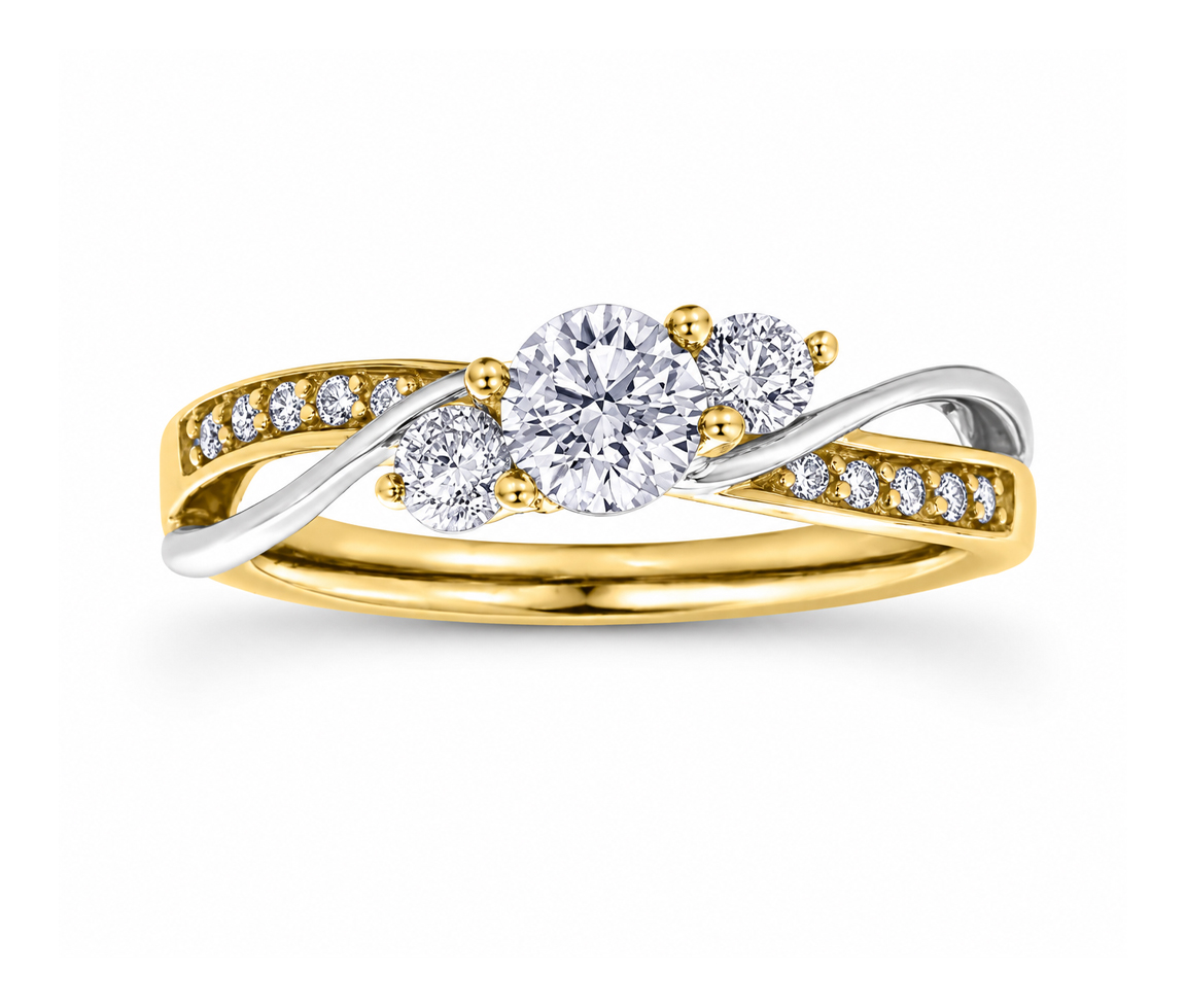 BAGUE AVEC DIAMANTS CANADIENS ET DE DIAMANTS - CR AM237YW62 - DIAMANT CANADIEN