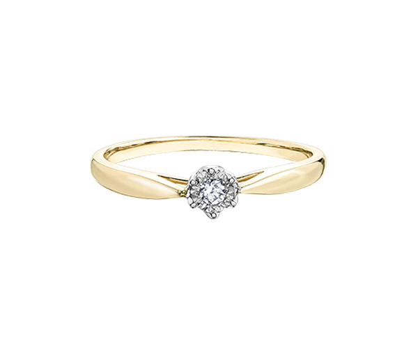 BAGUE EN OR 10K 2 TONS SERTIE D'UN DIAMANT - CR DX815YW05 - BIJOUX CANADIEN