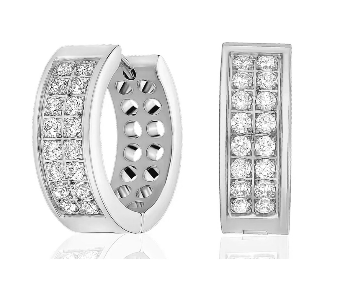 BOUCLES HUGGIES ACIER 2 RANGS CZ - AZ SSE152W - AREZZO