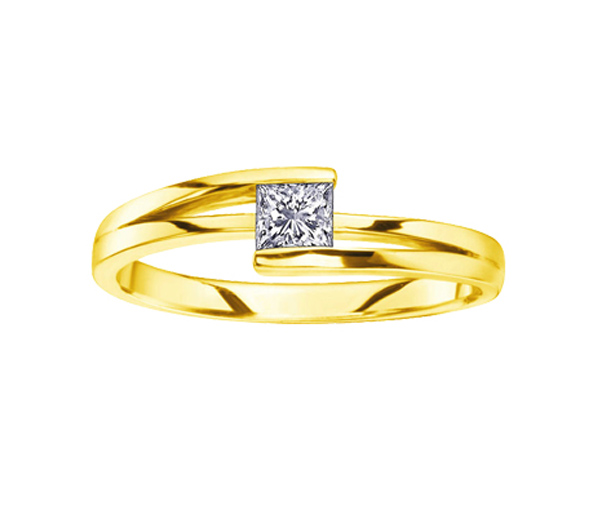 BAGUE EN OR 14K SERTIE D'UN DIAMANT CANADIEN - CR AM120Y23 - DIAMANT CANADIEN