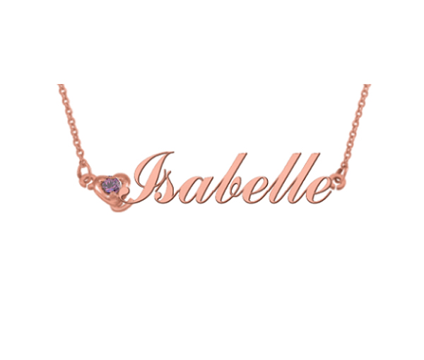 COLLIER NOM PERSONNALISÉ EN ARGENT OU EN OR SERTI D'UNE PIERRE - PG 60191R14 - PERSONALIZED GEM
