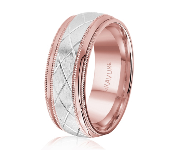 JONC EN OR OU EN PLATINE AVEC MOTIF EN X ET MILGRAIN - ML GH1183PW18 - MALO 