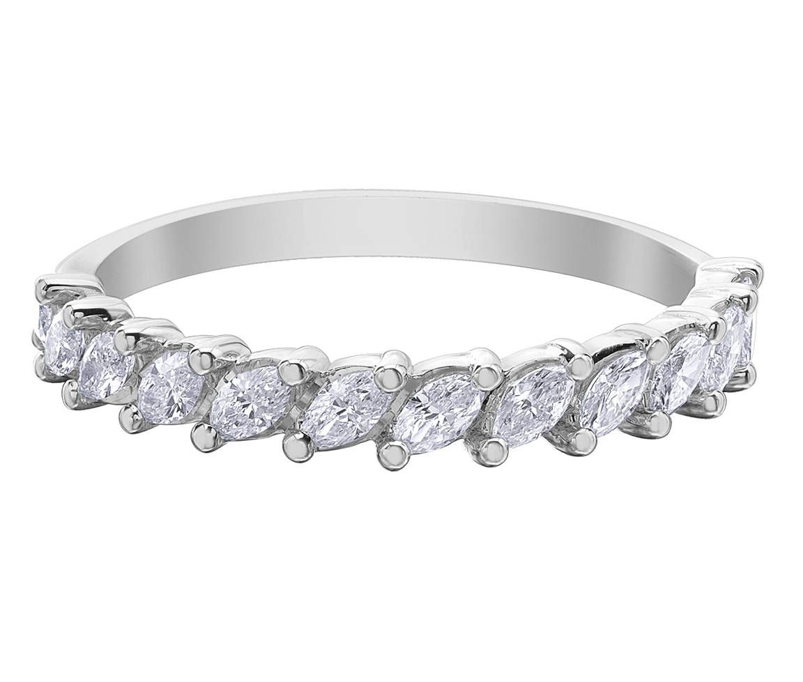 JONC SEMI-ÉTERNITÉ EN OR 14K SERTI DE DIAMANTS MARQUISES - CR DX866W50 - BIJOUX CANADIEN
