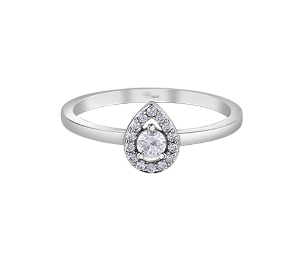 BAGUE EN OR 14K SERTIE D'UN DIAMANT CANADIEN ET DE DIAMANTS - CR AM561W20 - DIAMANT CANADIEN