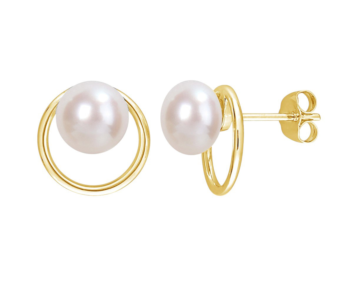 BOUCLES CERCLE DE VIE EN OR SERTIES DE PERLE D'EAU DOUCE - DM FC2ET2Y7GY - PERLE D'IMPORTATION