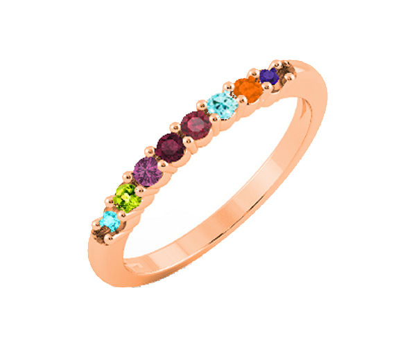 BAGUE FAMILIALE EN ARGENT OU EN OR SERTIE DE PIERRES VÉRITABLES - BH FJ125R - BEVERLY HILLS