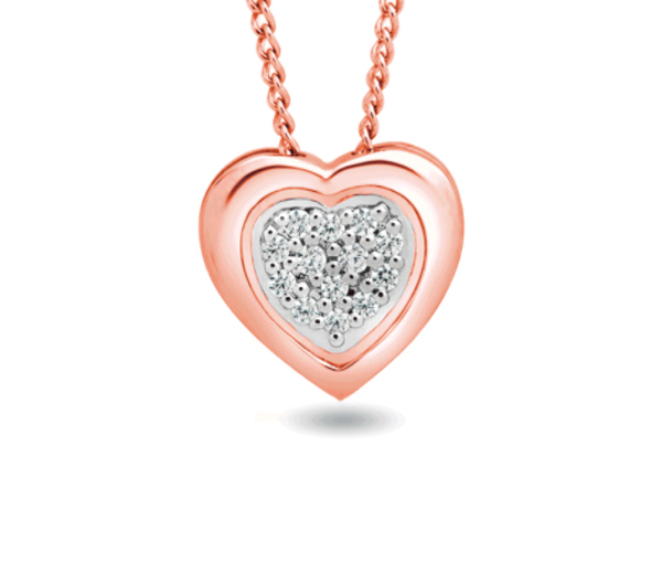 PENDENTIF COEUR À PAVÉ DE DIAMANTS EN OR 10K ET SA CHAINE - SY IC1043 - BIJOUX D'IMPORTATION