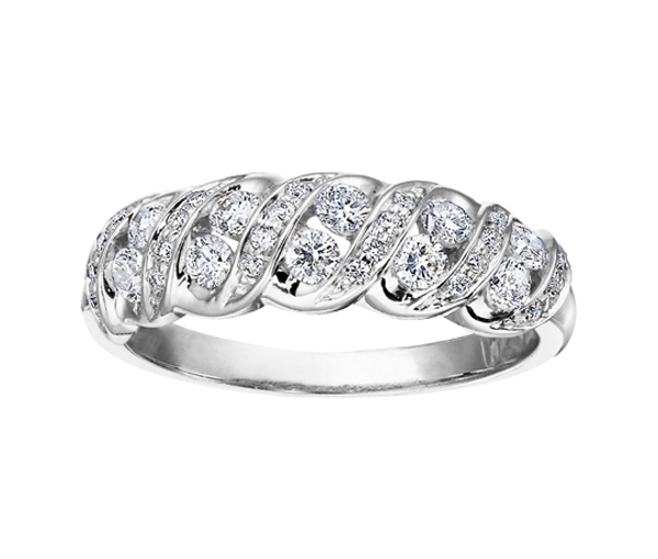 BAGUE EN OR BLANC SERTIE DE DIAMANTS - CR DX591W50 - BIJOUX CANADIEN