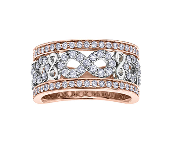 BAGUE EN OR SERTI D'UN CARAT DE DIAMANTS NATURELS - CR 52E56RW - BIJOUX CANADIEN