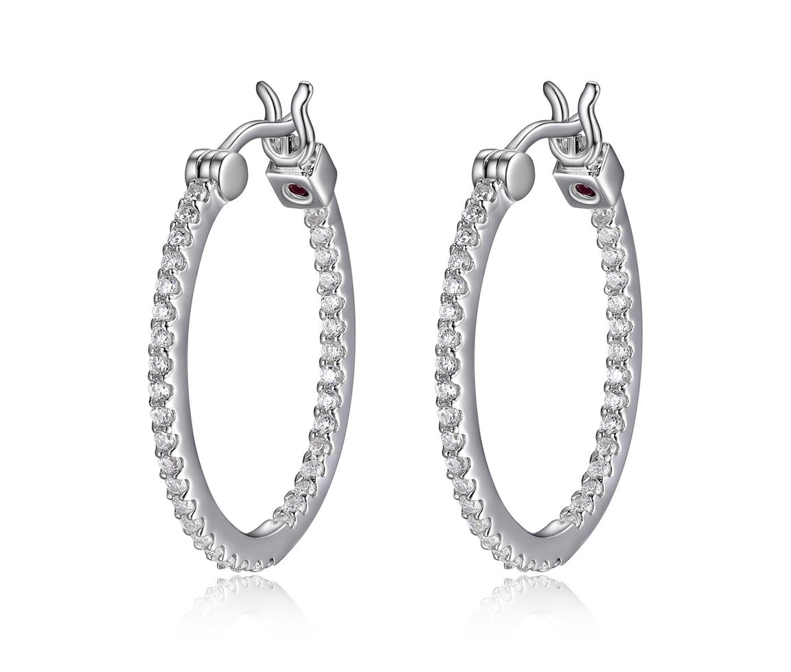 BOUCLES ANNEAUX EN ARGENT RHODIÉ OVALE SERTIES DE CUBIQUES ZIRCONIAS - PJ R2LC9Q000J - ELLE