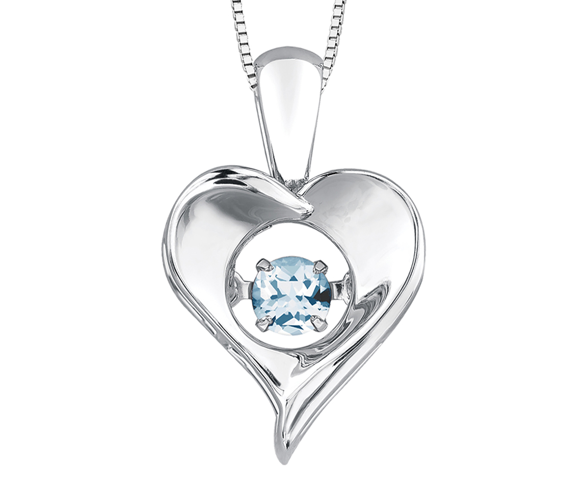 PENDENTIF COEUR EN ARGENT SERTI D'UNE PIERRE DE NAISSANCE DANSANTE - CR DX664SAQ - BIJOUX CANADIEN