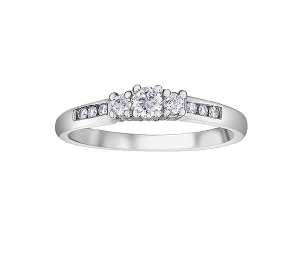 BAGUE EN OR 14K BLANC SERTIE DE DIAMANTS - CR DX353W25 - BIJOUX CANADIEN