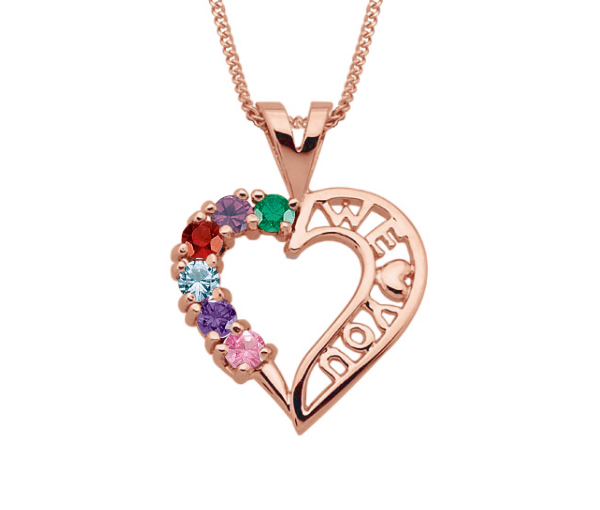 PENDENTIF COEUR 10K BL. 3 À 7 PIERRES - PG 30010R14 - PERSONALIZED GEM