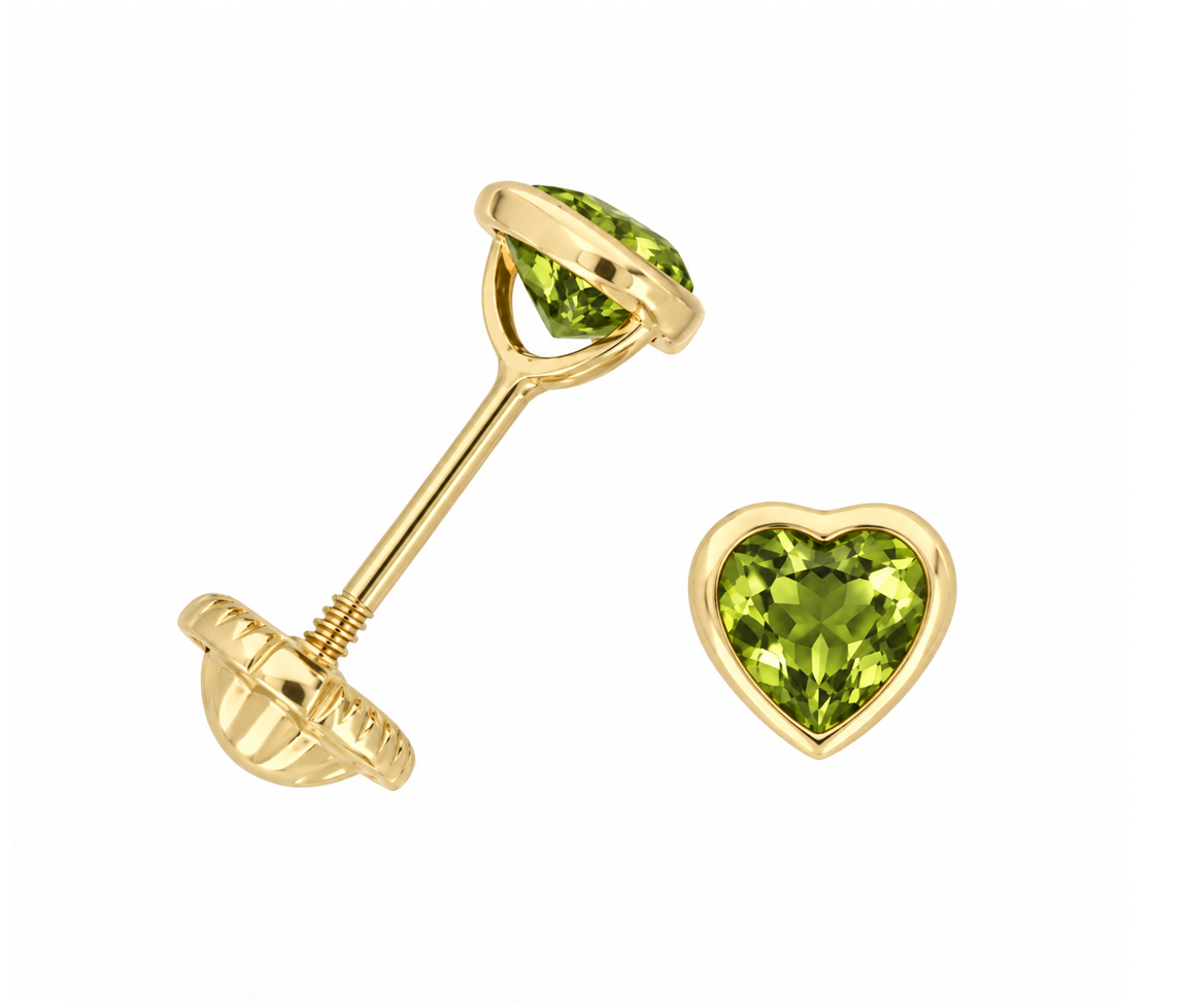 BOUCLES VISSÉES CZ COEUR PIERRE DE NAISSANCE - IN NU06/08 - BIJOUX D'IMPORTATION