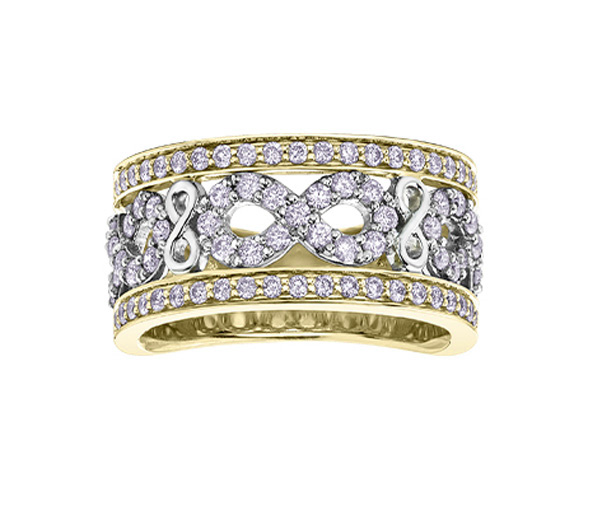 BAGUE EN OR SERTI D'UN CARAT DE DIAMANTS NATURELS - CR 52E56YW - BIJOUX CANADIEN