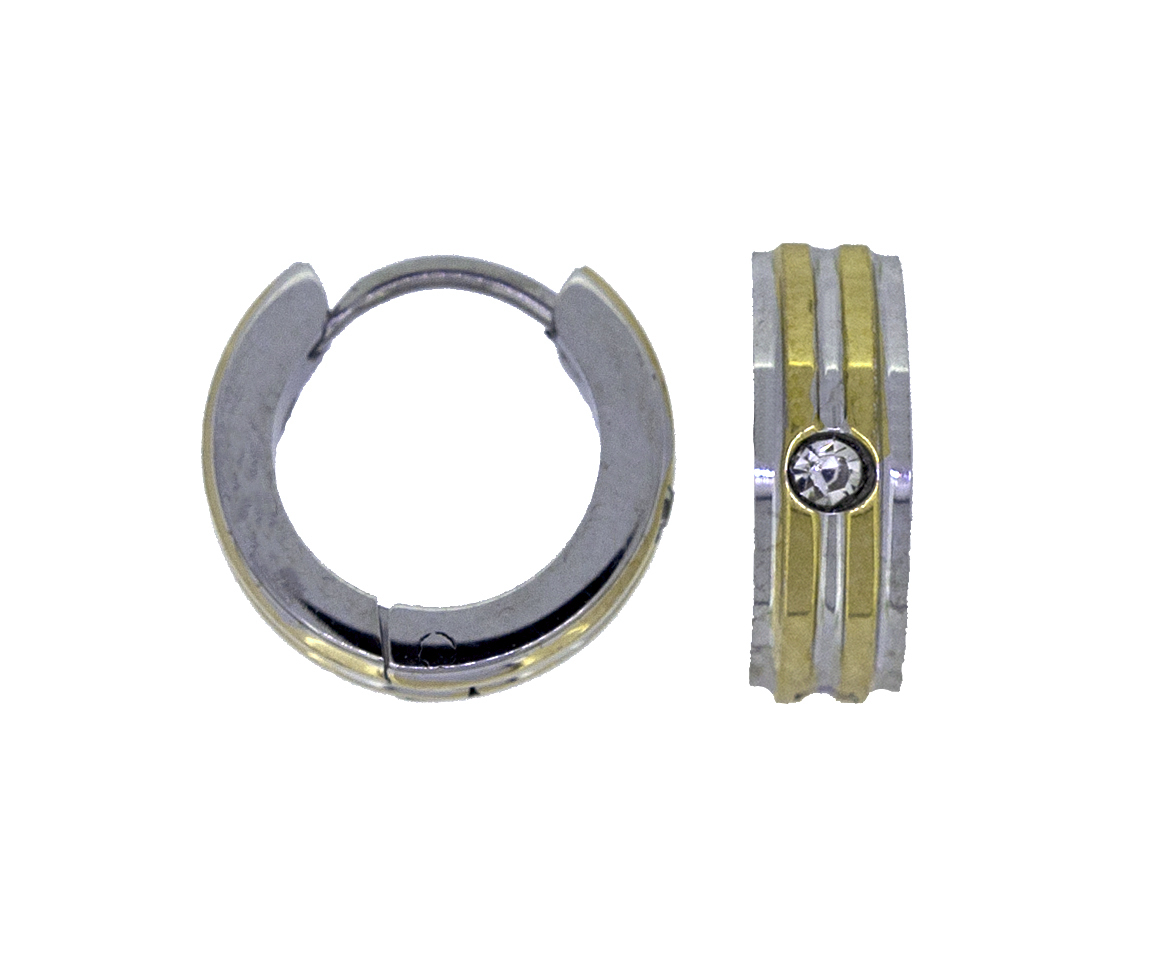 BOUCLES HUGGIES EN ACIER SERTIES DE CUBIQUES ZIRCONIAS - AZ SSE59G - AREZZO