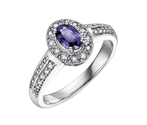 BAGUE EN OR 2 TONS SERTIE D'UN RUBIS, D'UNE TANZANITE OU D'UNE ÉMERAUDE ET DE DIAMANTS - CR DX288TA - BIJOUX CANADIEN