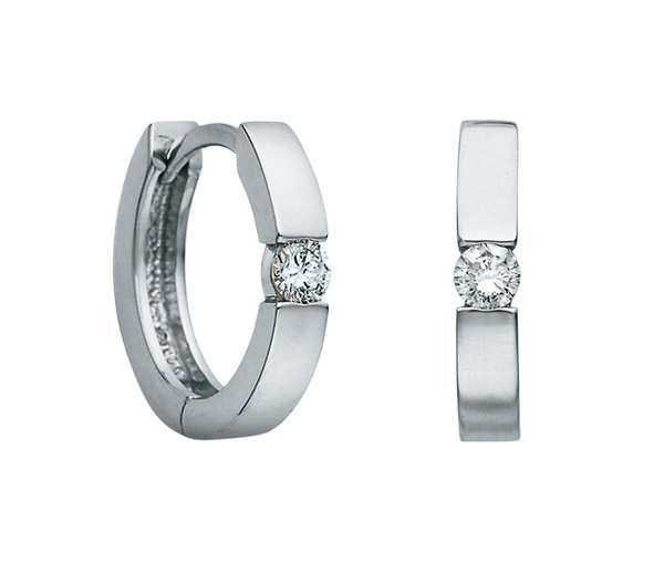 BOUCLES HUGGIES EN OR SERTIES DE DIAMANTS 