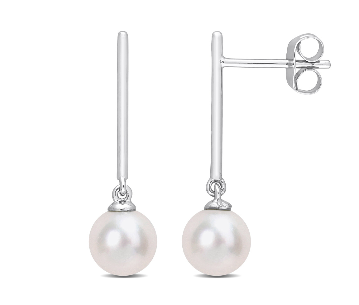 BOUCLES BARS EN OR SERTIES DE PERLES D'EAU DOUCE - DM FC2B8TFLPU - PERLE D'IMPORTATION