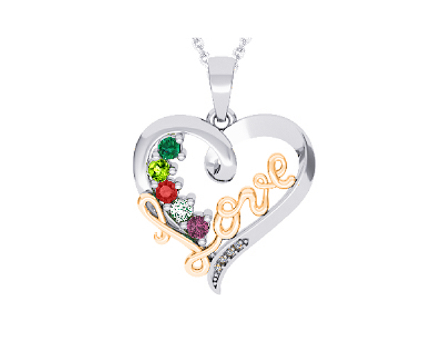 PENDENTIF FAMILIAL EN ARGENT ET EN OR SERTI DE PIERRES VÉRITABLES - BH FG102PAY - BEVERLY HILLS