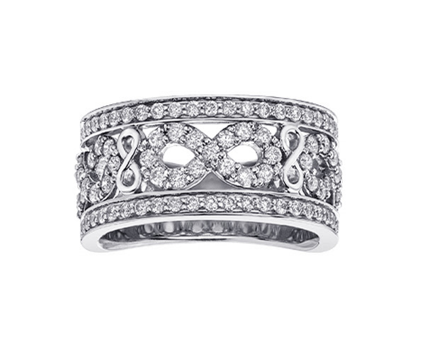 BAGUE EN OR SERTI D'UN CARAT DE DIAMANTS NATURELS - CR 52E56W - BIJOUX CANADIEN