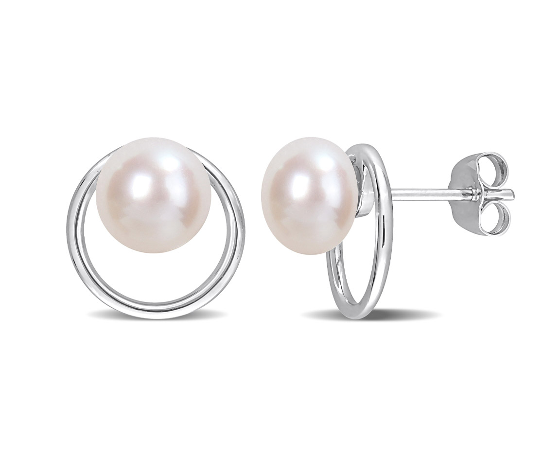 BOUCLES CERCLE DE VIE EN OR SERTIES DE PERLE D'EAU DOUCE - DM FC2ET22KA0 - PERLE D'IMPORTATION