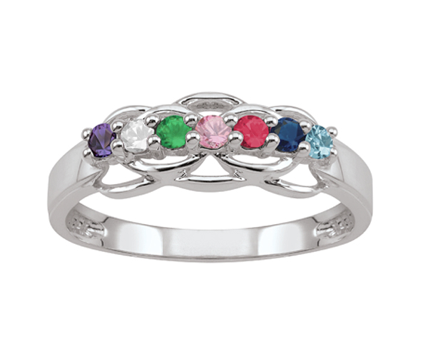 BAGUE FAMILLIALE EN ARGENT OU EN OR SERTIE DE 3 À 7 PIERRES - PG 20047W - PERSONALIZED GEM