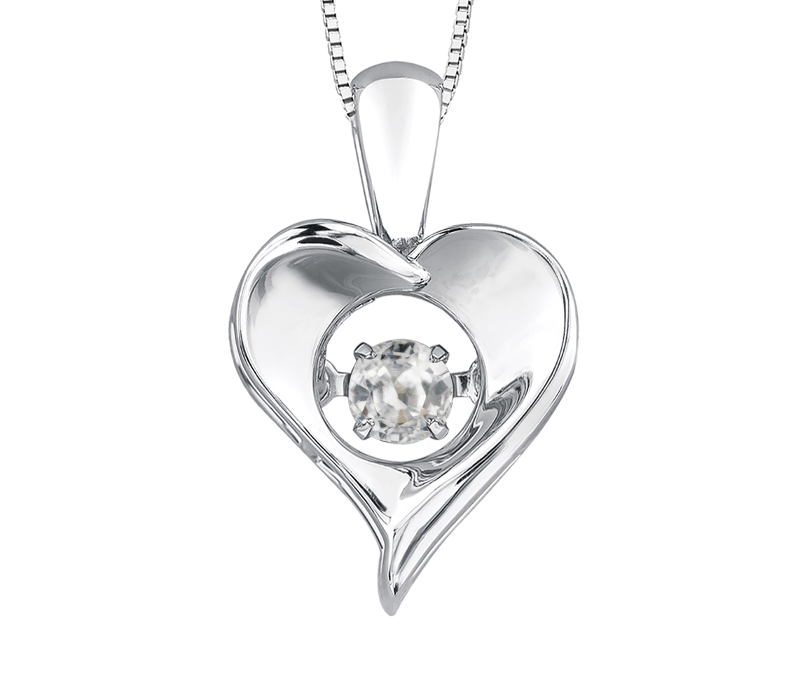 PENDENTIF COEUR EN ARGENT SERTI D'UNE PIERRE DE NAISSANCE DANSANTE - CR DX664SWT - BIJOUX CANADIEN