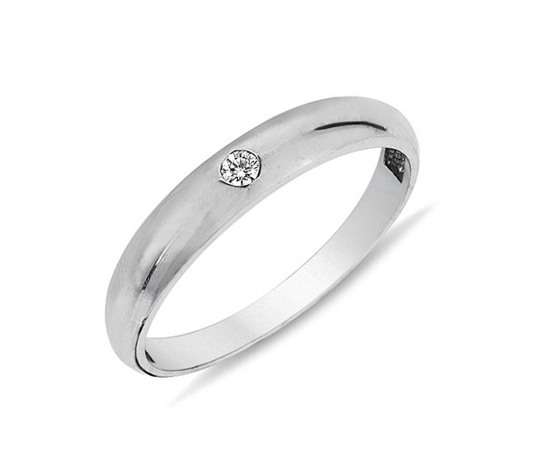 BAGUE EN OR 10K JAUNE OU BLANC SERTIE D'UN DIAMANT