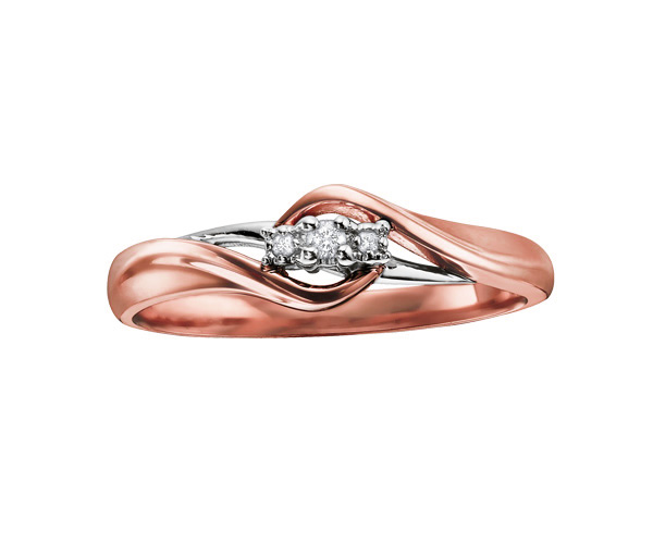 BAGUE EN OR 10K 2 TONS SERTIE DE DIAMANTS - CR DD1978R - BIJOUX CANADIEN