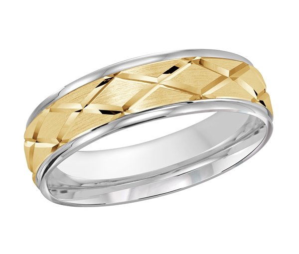 JONC EN OR 10K AVEC TAILLE DIAMANT À MOTIF EN X - ML FT111/6WY - MALO 