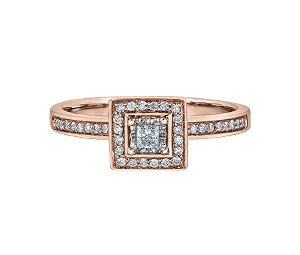 BAGUE EN OR SERTIE D'UN DIAMANT CANADIEN ET DE DIAMANTS - CR AM392R20 - DIAMANT CANADIEN