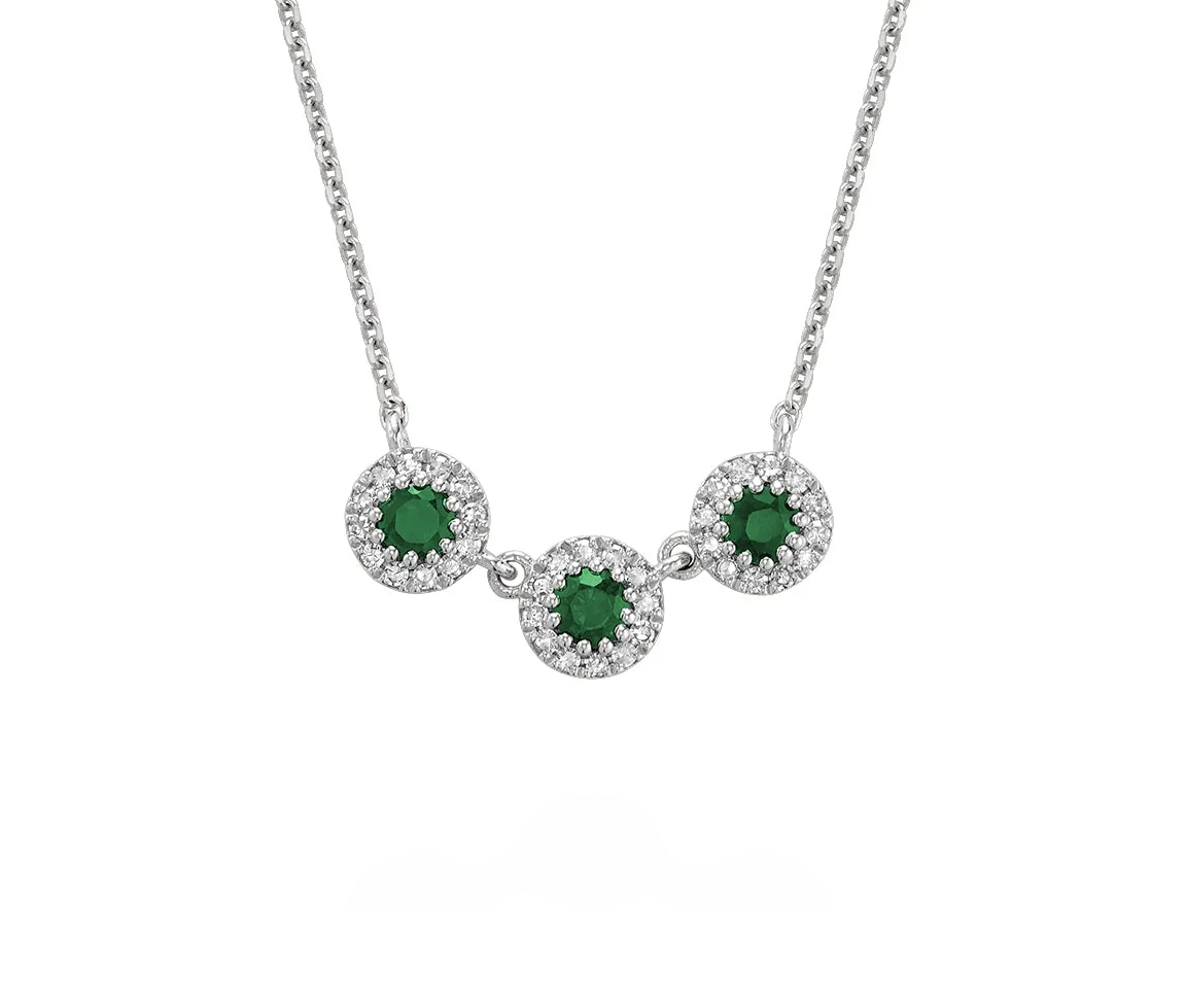 COLLIER EN OR BLANC SERTI DE SAPHIRS, RUBIS OU ÉMERAUDES ET DE DIAMANTS - BR 08043MCEM - R.N.B.