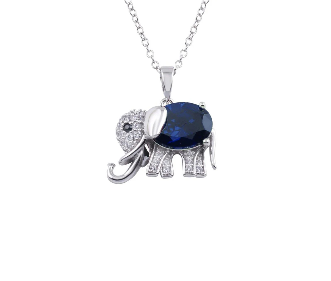 PENDENTIF ÉLÉPHANT EN ARGENT RHODIÉ SERTI DE CUBIQUES ZIRCONIAS - SP BGP01313B - BIJOUX D'IMPORTATION
