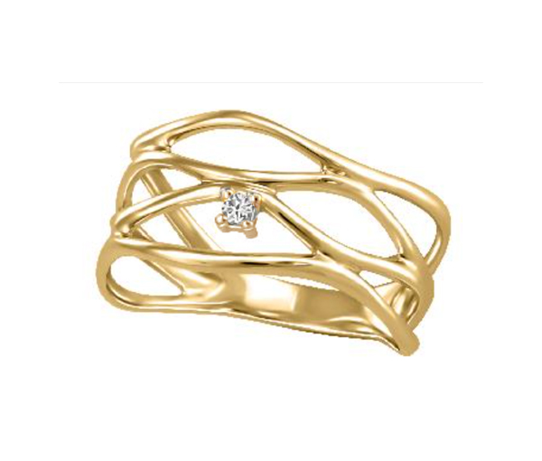 BAGUE EN OR 10K SERTIE D'UN DIAMANT CANADIEN - BH FIJ247703Y - BEVERLY HILLS