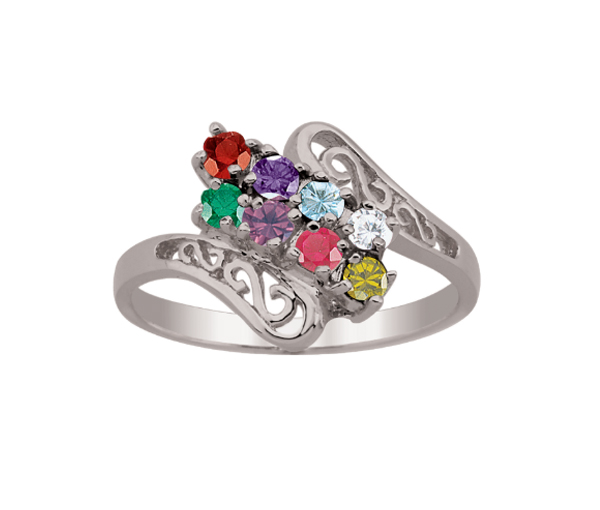 BAGUE FAMILIALE EN ARGENT OU EN OR 10K SERTIE DE 2-12 PIERRES - PG 20192W/14 - PERSONALIZED GEM